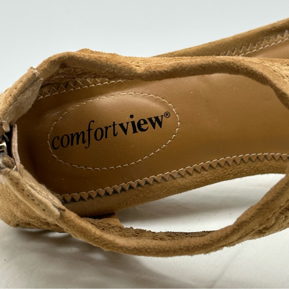 CONFORTVIEW Harper Tan Back Zip Wedge Sandals Sz 9M - Picture 6 of 12